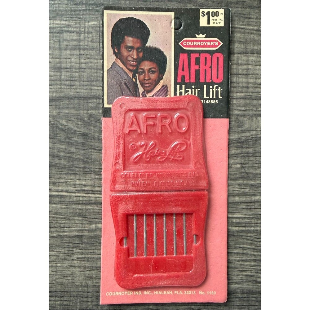 Vintage 1960's Afro Rake Pick Comb NOS - Plastic Red